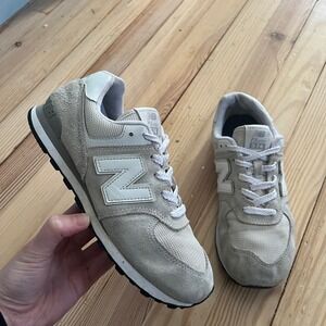 New Balance 574 Classic Grey White Suede Mesh Sneakers sz 5 casual comfort shoe
